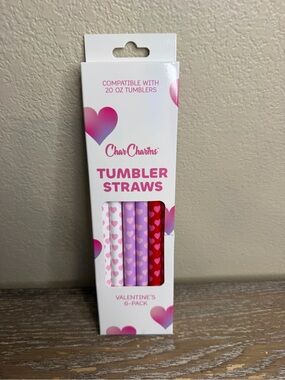 CharCharms NWT 6pk 20oz Valentines Water Bottle Straws